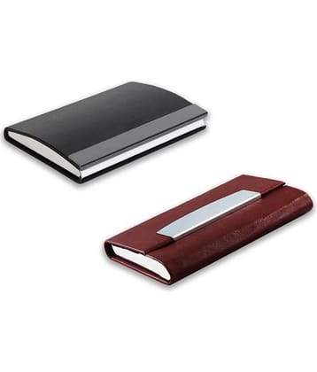 auteur A15-27  Multicolor Artificial Leather Professional Looking Visiting Card Holders for Men and Women Set of 2 (upto 15 Cards Capacity)