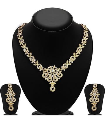 Sukkhi Golden Contemporary Austrian Diamond Alloy Necklace Set