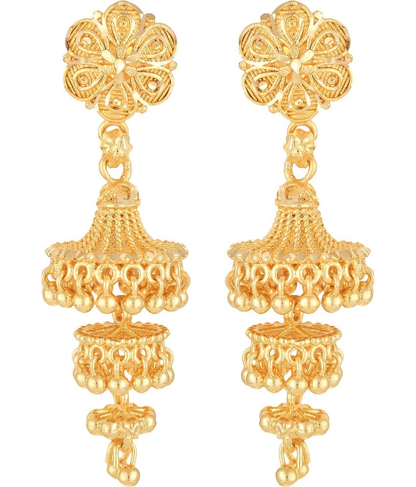 VIVASTRI Golden Jhumki Earrings ( Pack of 1 )