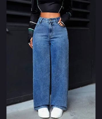 Niffer Fashion - Blue Denim Wide Leg Women's Jeans ( Pack of 1 )