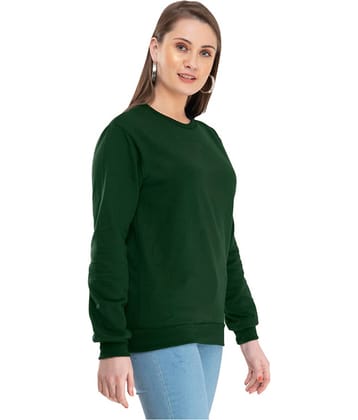IndiWeaves Fleece Women's Non Hooded Sweatshirt ( Green )