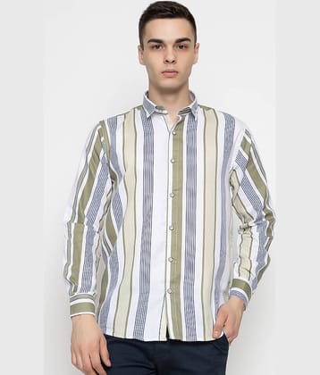MODERNITY Cotton Blend Regular Fit Striped Full Sleeves Men's Casual Shirt - Green ( Pack of 1 )