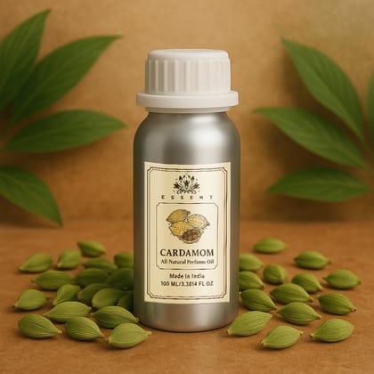 Essent Cardamom Unisex Roll-On Attar  3.38 fl. oz. (100 ml) | Long-Lasting Natural Fragrance | Alcohol-Free Perfume Oil