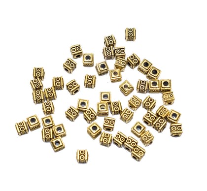 German Silver Metal Oxidize Golden Beads for Jewelry Making. , NGB-031-Per Packet of Approx 100 Pcs (50 Gram) / 5X5 MM