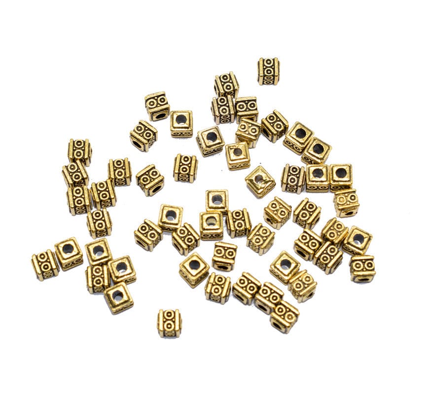 German Silver Metal Oxidize Golden Beads for Jewelry Making. , NGB-031-Per Packet of Approx 100 Pcs (50 Gram) / 5X5 MM