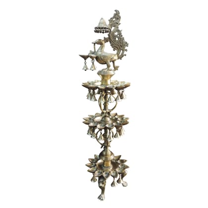 Brass Showpiece Fancy Peacock Deepak 3 Steps Deepak (BSMAS1491 A)