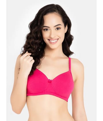 Clovia Cotton Blend Lightly Padded Women's T-Shirt Bra ( Magenta )