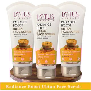 Lotus Herbals Radiance Boost Ubtan Face Scrub Turmeric Sandalwood And Rose Water  100Gm  ( Pack Of 3)