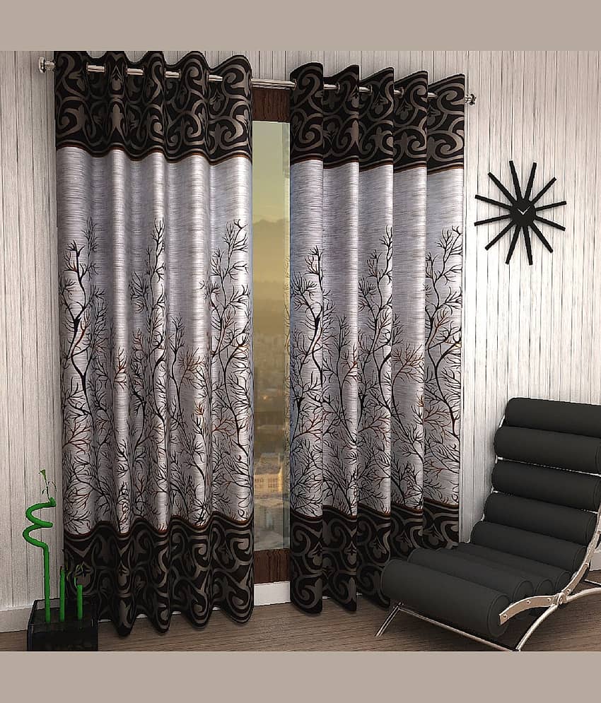 Home Sizzler - Multicolor Pack of 2 Polyester Window Curtain (4 ft X 5 ft)