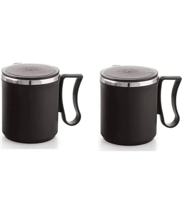 Dynore - Black Steel Coffee Mug ( Pack of 2 )