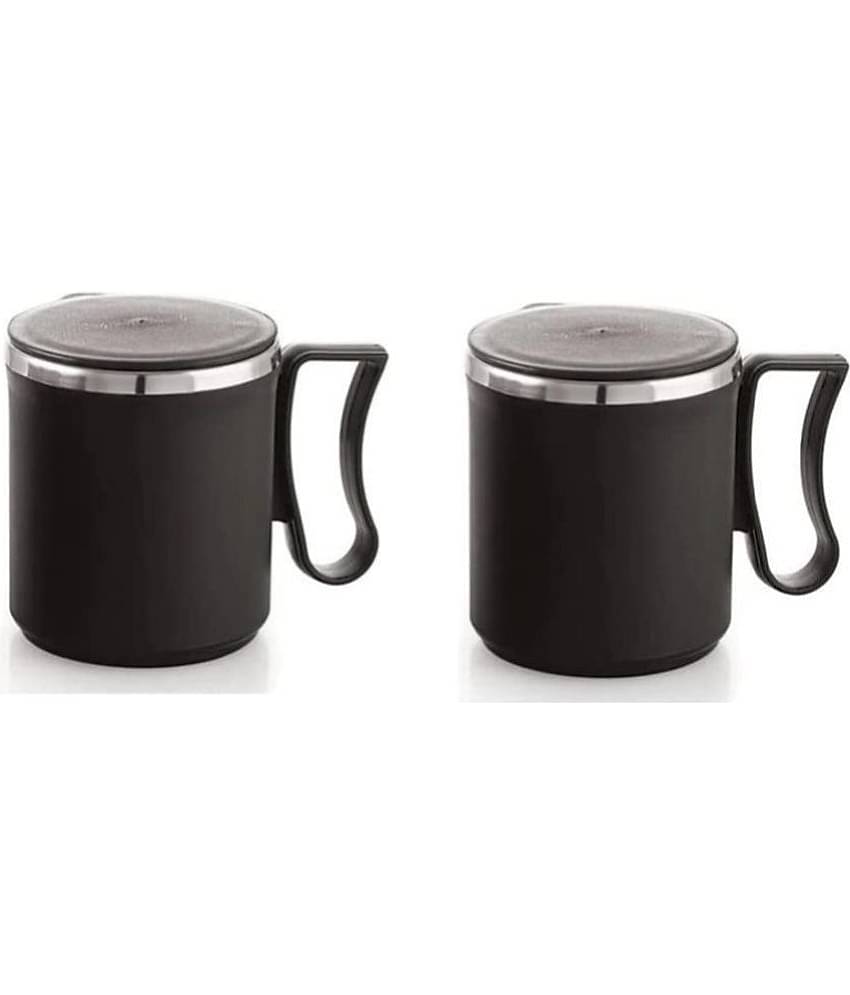 Dynore - Black Steel Coffee Mug ( Pack of 2 )