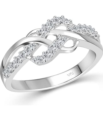 Vighnaharta Cross Over CZ Rhodium Plated Alloy Ring for Women and Girls-[VFJ1498FRR10]
