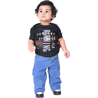 Kid Kupboard Cotton Baby Girls T-Shirt, Dark Black, Half-Sleeves, 2-3 Years KIDS7056