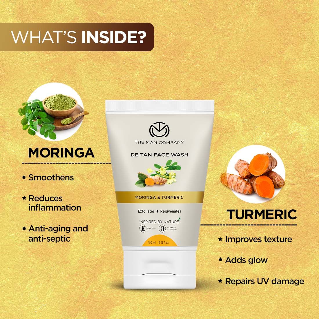 De-Tan Face Wash I Moringa & Turmeric De-Tan Face Wash I Moringa & Turmeric - 100ml Face Wash at