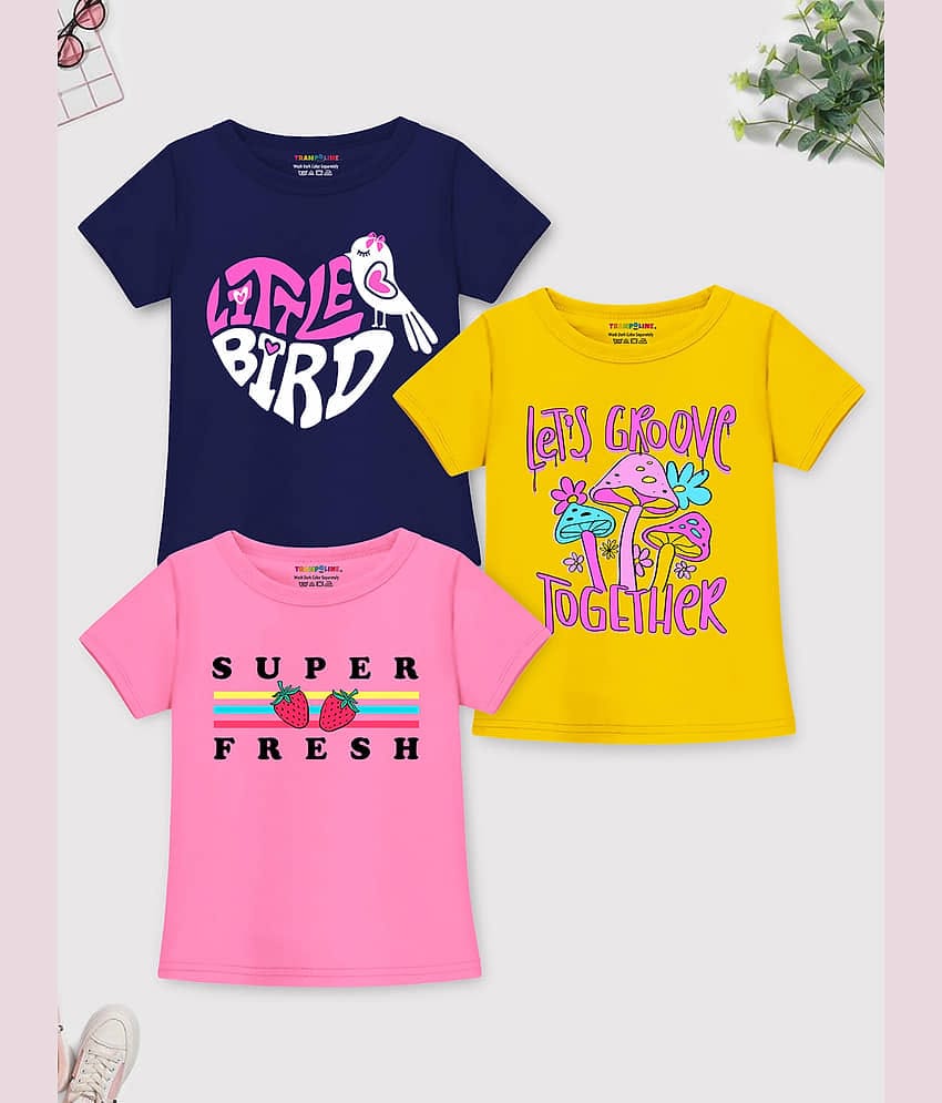Trampoline Pack of 3 Girls Cotton Blend T-Shirt ( Multicolor )