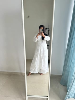 Cotton Chikankari Plazzo Set - White-White / cotton / S