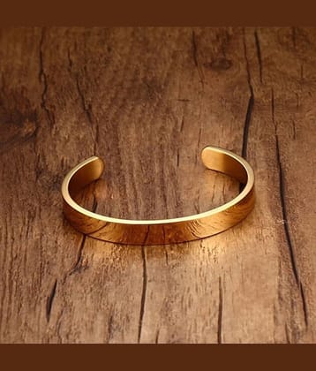 The Jewelbox Solid Cuff 18K Gold 316L Surgical Stainless Steel Cuff Kada Bangle Bracelet For Boys Men
