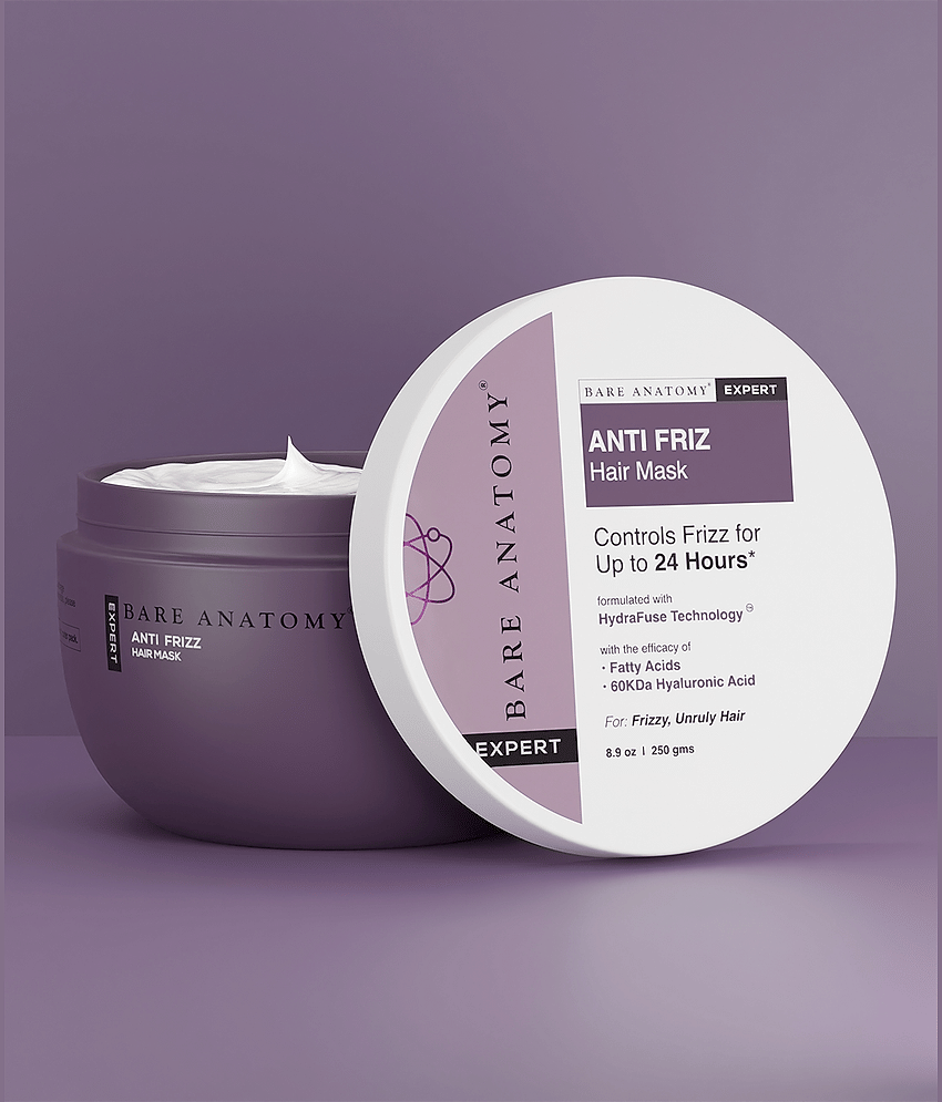 Bare Anatomy Hyaluronic Acid Anti Frizz Hair Mask Controls Fizz For Upto 24 Hrs For Frizzy Unruly Hair, 250gm (Pack of 1)