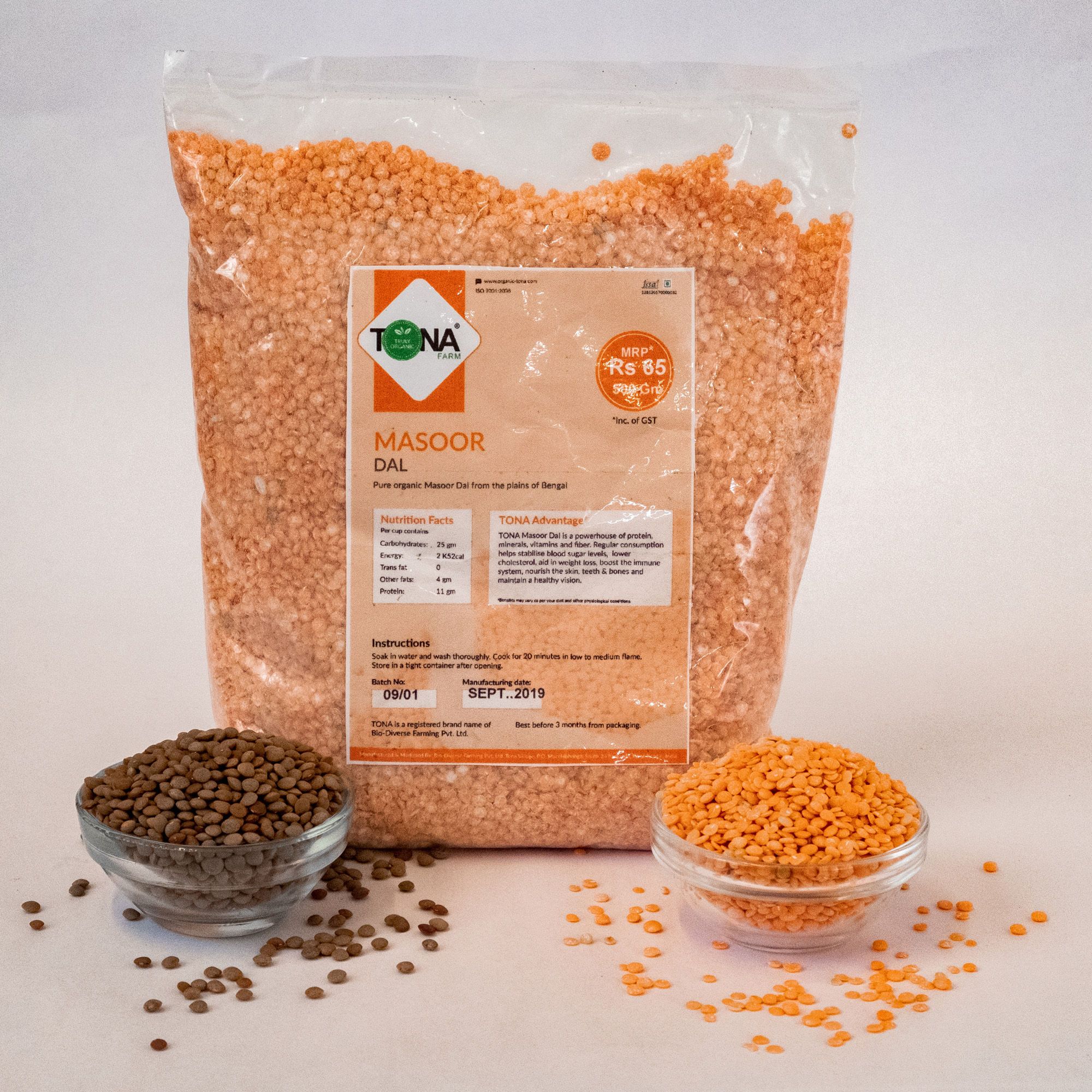 Tona Organic Wholesome Masoor Dal, 500 gm