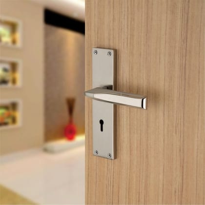 BUCKLER Zinc Alloy-4228-Silver-Saten 8 Inch Mortise Handle set-70MM Double Turn Bullet Lock (SIlver-Saten)