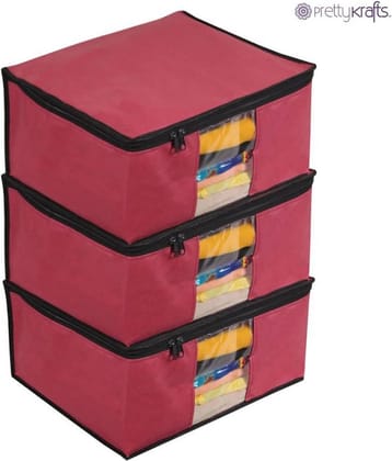PrettyKrafts™ Presents Non Woven Saree Cover Storage Bags for Clothes with primum Quality Combo Offer Saree Organizer for Wardrobe/Organizers for Clothes/Organizers for Wardrobe Pack of 3 -