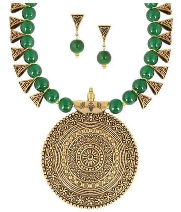 Sunhari Jewels Green Alloy Necklace Set ( Pack of 1 ) - Green