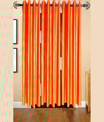N2C Home Solid Semi-Transparent Eyelet Curtain 9 ft ( Pack of 3 ) - Orange
