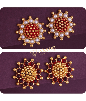 VIVASTRI Golden Stud Earrings ( Pack of 2 )