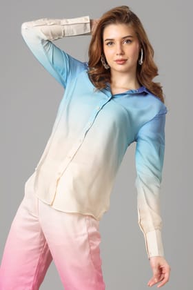 Bollywood Designer Ombre Shirt For Women-10XL / Arctic Blue / SH0045-DPLZ00226-2.6-NIL-NIL-NIL-NIL-THW02-FS003-NIL-BT002-12-NIL-NIL