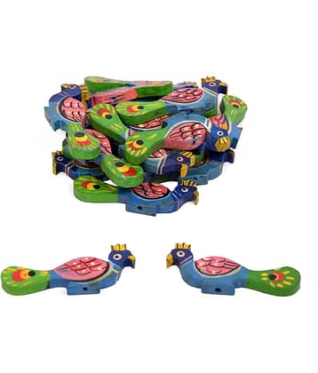 10 pcs Wooden Multicolored Peacock Beads Size 5 cm Used for Art and Crafts Dresses Beading Pendant Jewelry Making DIY Crafts & School Project etc