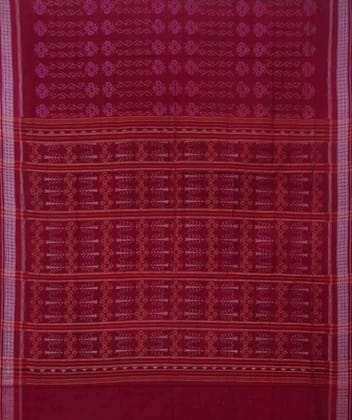 Maroon handwoven sambalpuri cotton saree