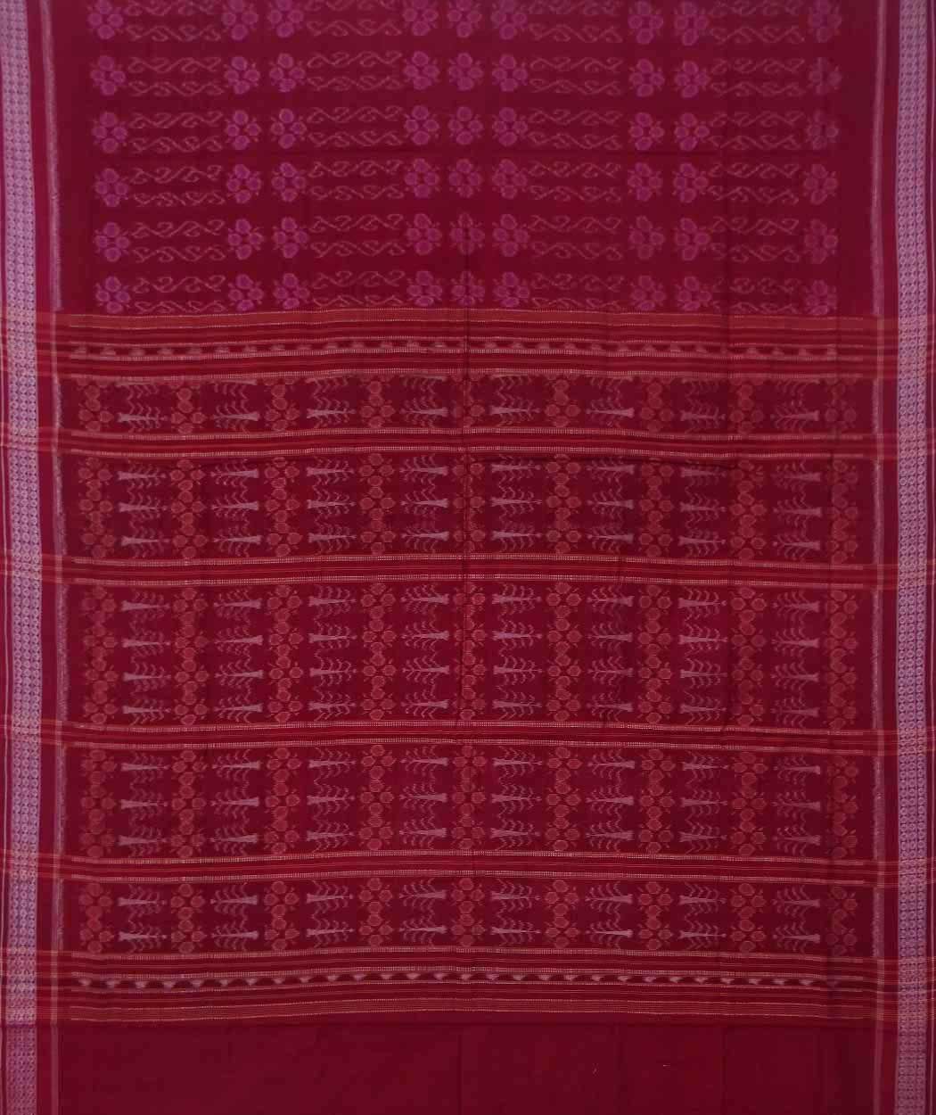 Maroon handwoven sambalpuri cotton saree