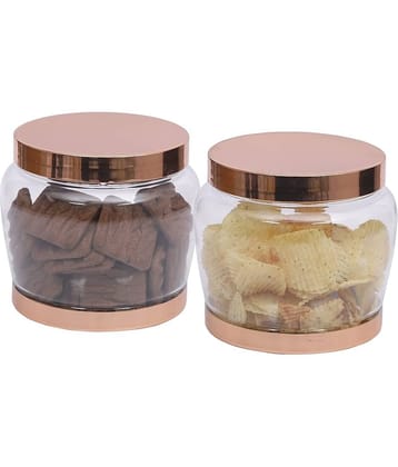 Jaypee Keep Tight Jars Plastic Copper Cookie Container ( Set of 2 )