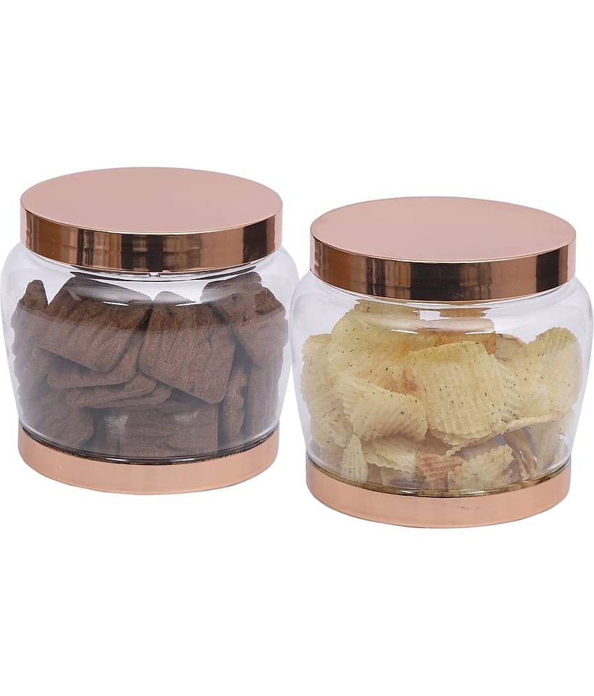Jaypee Keep Tight Jars Plastic Copper Cookie Container ( Set of 2 )