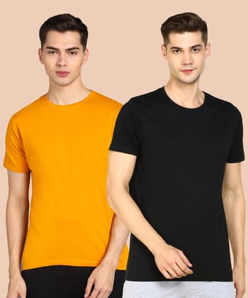 Young Trendz Men Halfsleeve Combo Solid Tshirt-S / Mustard Black