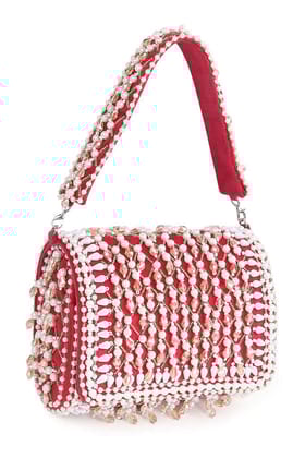 Red Suede Pearl Work Flap Bag Red Suede Pearl Work Flap Bag