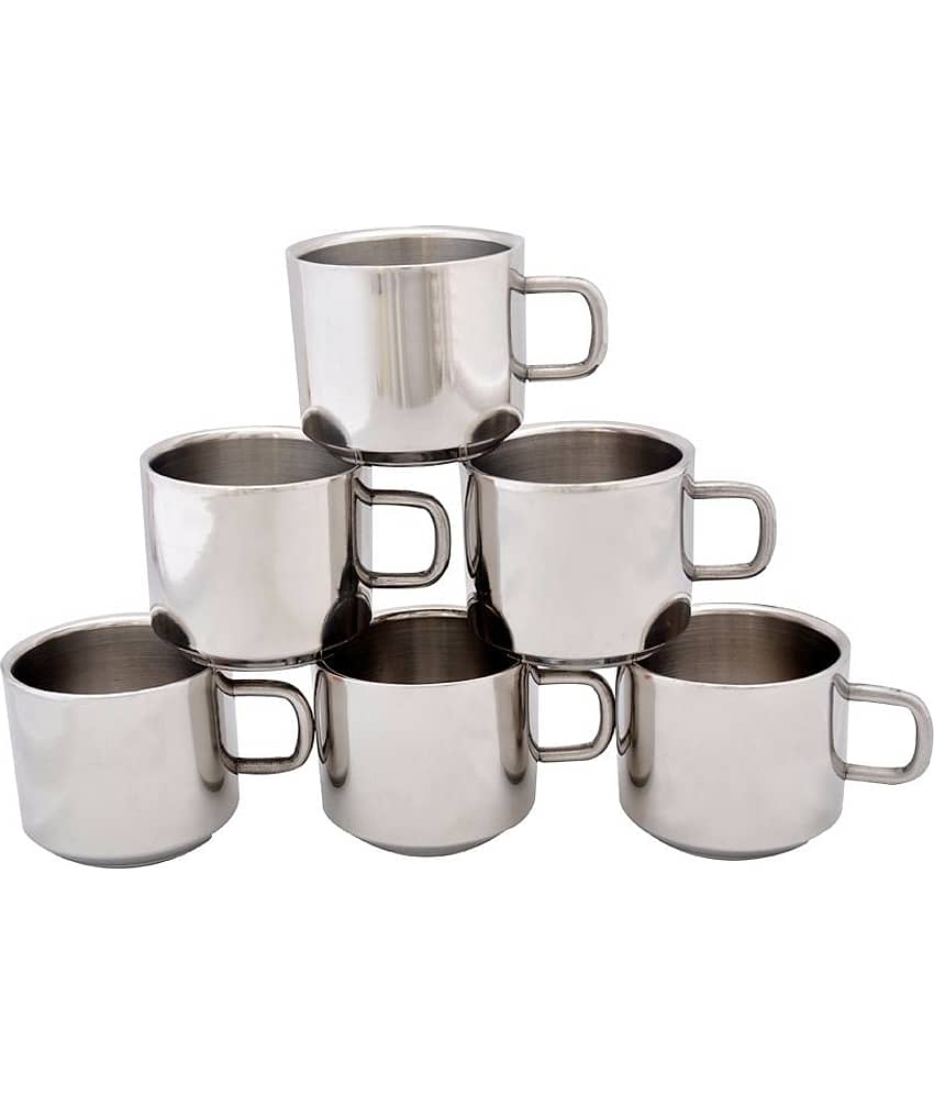 Dynore Steel Double Wall Tea Cup 6 Pcs 120 ml each ml