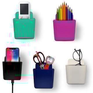 Multipurpose Wall Mount Mobile Holder, Charging Holder,Stationery Organizer (Pack of 2, Multicolor)