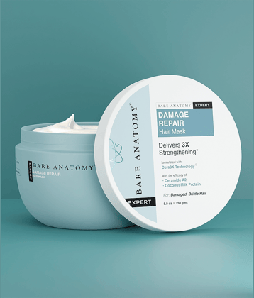 Bare Anatomy Ceramide A2 Damage Repair Hair Mask Delivers 3X Strengthening For Damaged Brittle Hair, 250gm (Pack of 1)