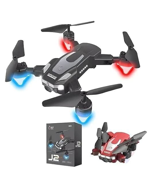 J2 360 Drone with Dual Battery | Foldable RC Quadcopter with 360 Degree Stunt Flight & Long Flying Time (Random Color)