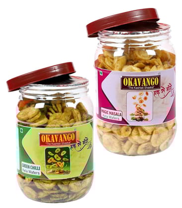 Okavango Green Chilli & Magic Masala Banana Chips, 300g, Pack of 2