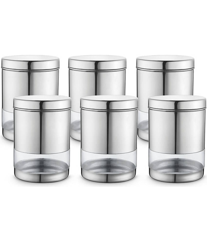 Classic Essentials Sleek Container Steel Transparent Cookie Container ( Set of 4 )