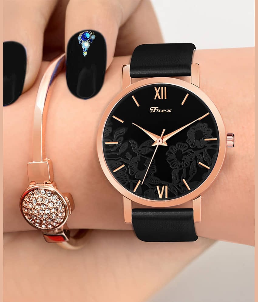 Trex Black PU Analog Womens Watch