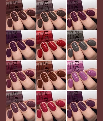 EOD Glossy Glam Nail Polish Set, Multi Colour, 6ml each (Pack of 12)