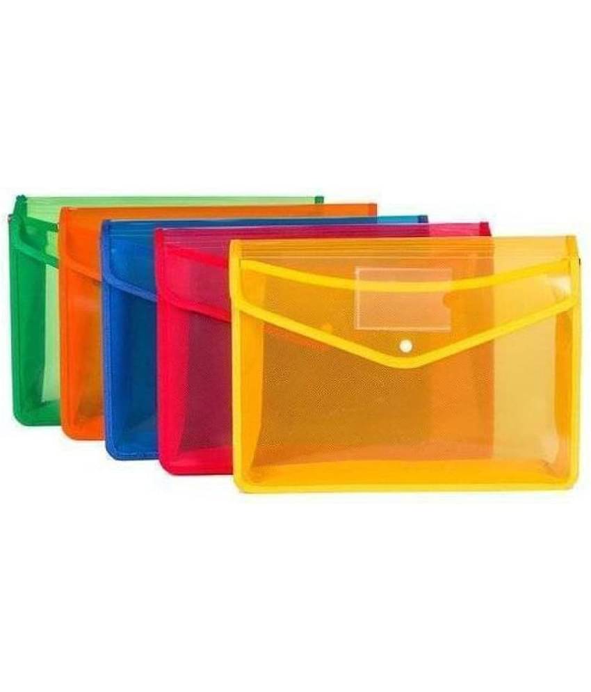 JARANI 5 Pcs A4 Document Folder/snap Button Organizer/Certificate Holder/Multi-Color