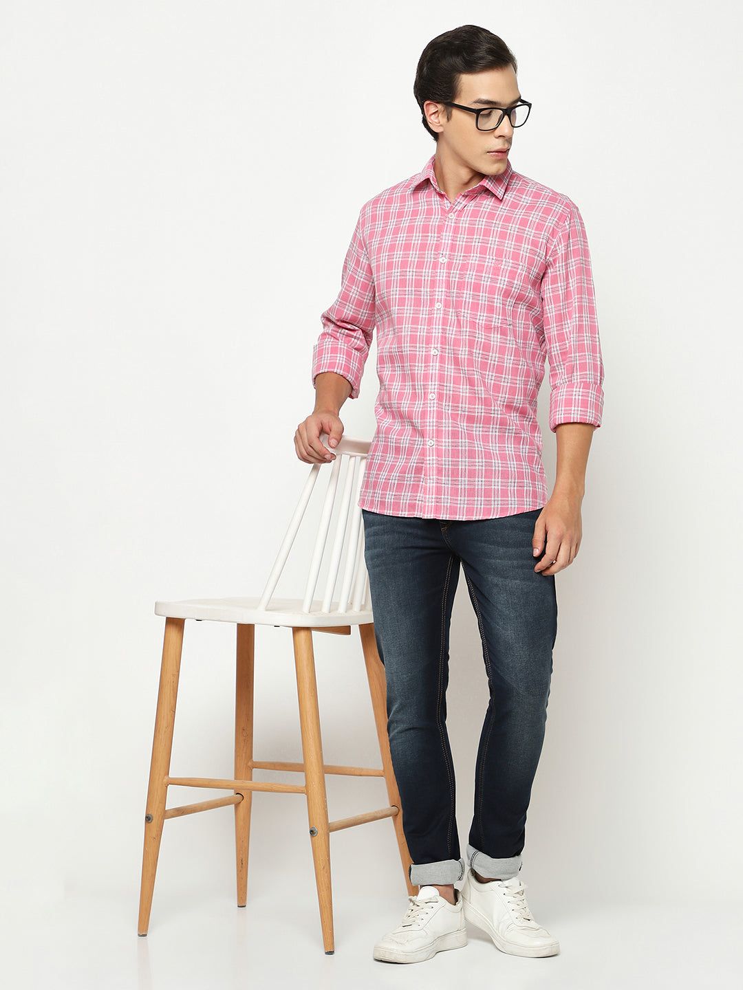 Pink Tartan Check Shirt-L / Pink