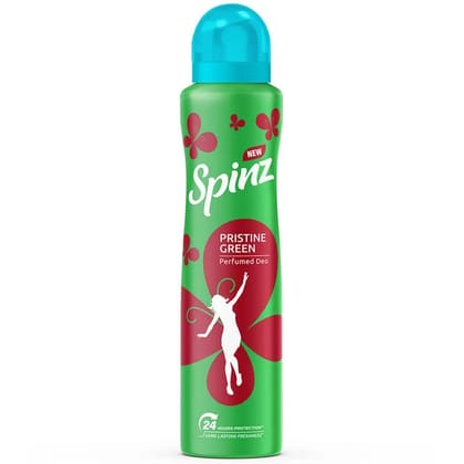 Spinz Pristine Green Perfumed Deo for Women, with International Fragrances for Long Lasting Freshness and 24 Hours Protection, 200ml | a Women Deo with International Fragrances for Long Lasting F