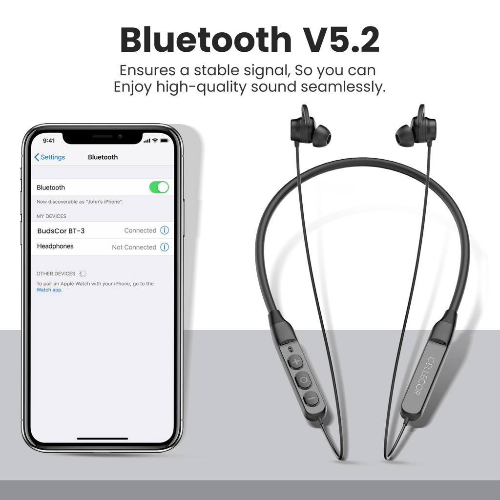 Cellecor Wireless Waterproof Neckband with 25 Hrs playtime Headphone Bluetooth - Black