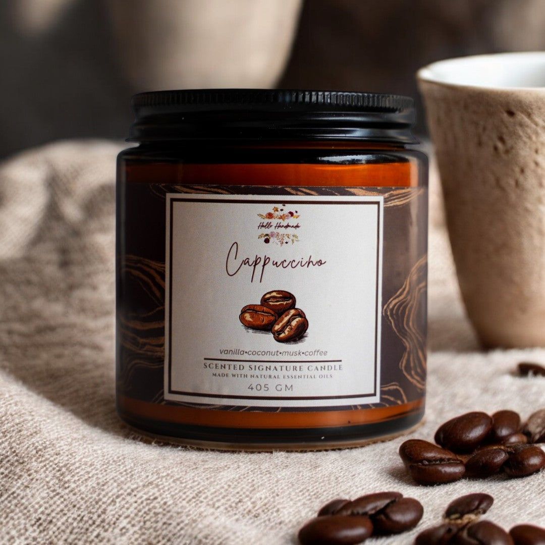 Scented Signature Candle (405 GM)-Cappuccino