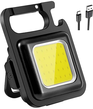 COB Small Flashlight,800 Lumens Rechargeable Keychain Mini Flashlight with 4 Light Modes,Ultralight Portable Pocket Light with Folding Bracket Bottle Opener and Magnet Base for Camping Walking